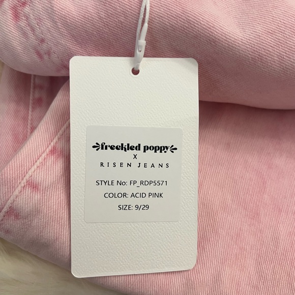 NWT Freckled Poppy x Risen LA Acid Pink High Rise Jeans Sz 9/29 - Picture 2 of 3
